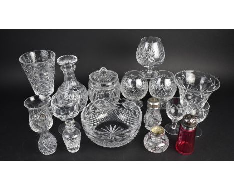 A Collection of Various Stuart and Webb Cut Glass to Comprise Vases, Brandy Balloons, Decanter etc