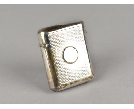 A Silver Vesta by Sampson Mordan &amp; Co with Engine Turned Decoration, London Hallmark, 3.5x4.5cm high 49g