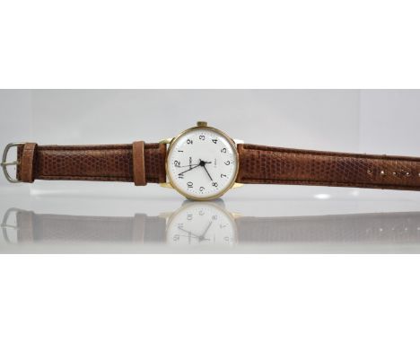 A Vintage Sekonda Gold Plated Wrist Watch, White Enamel Dial having Arabic Numerals and with 18 Jewel Movement and USSR to 6 