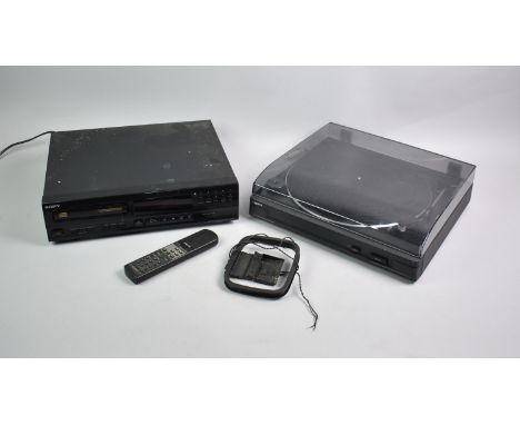 A Sony Turntable and a Sony Compact Disc Player, Untested