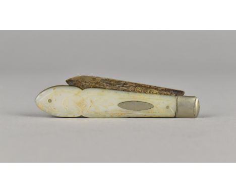 A George V Silver Bladed Fruit Knife with Mother of Pearl Scales, Sheffield Hallmark Makers Mark JB