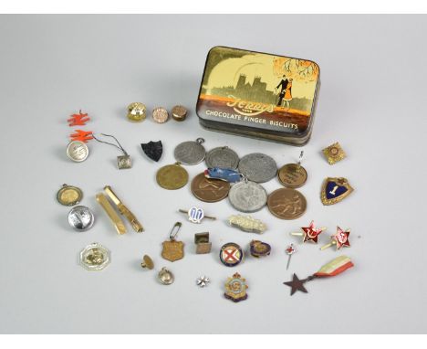 A Collection of Various 19th Century and Later Military, Sporting, Railway and other Badges, Buttons and Medallions to includ