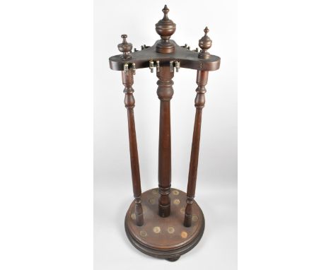 A 19th Century Revolving Snooker or Billiards Cue Stand with Turned Supports and Vase Finials, Some Condition Issues