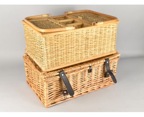 A Wicker and Bamboo Hamper Together with a Further Example