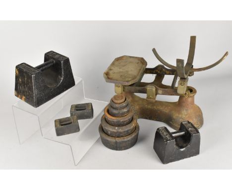 A Collection of Various Scale Weights to Include Avery Together with Pan Scale Base (No Pan)