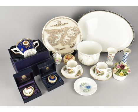 A Collection of Various Ceramics to Comprise Royal Worcester Commemorative Twin Handled Loving Mug and Box for Queen Elizabet