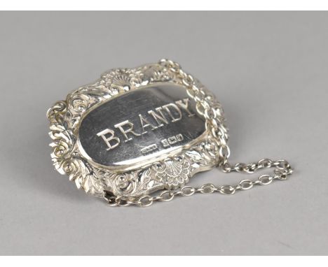 A Silver Decanter Label for Brandy, Birmingham Hallmark