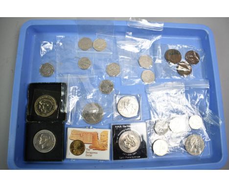 A Collection of Various British Crowns and Coins, Festival of Britain Medallion Etc