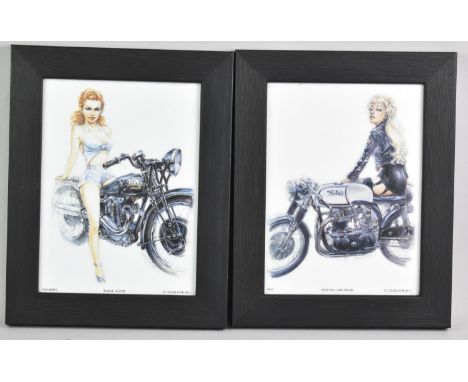 A Pair of Easel Back Framed Louise Limb Prints, "Maureen" and "Pam", Each 20x25cms