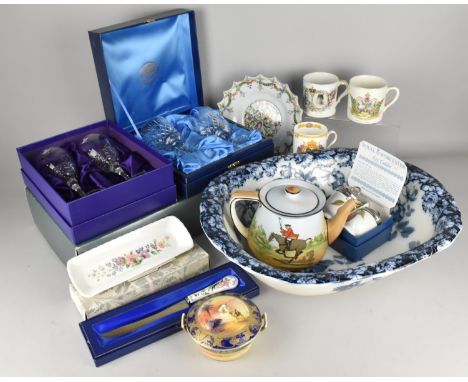A Collection of Various Ceramics and Glass to Comprise Boxed Edinburgh Crystal and Thomas Webb Wines, Noritake Hand Painted L