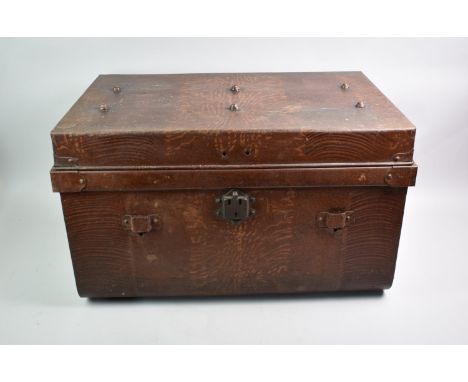 A Vintage Scumble Glazed Tin Travelling Trunk, 66cms Wide