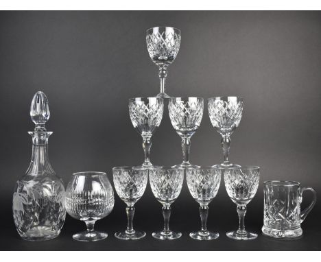 A Collection of Various Royal Brierley to Include Wines, Decanter, Brandy Balloon and Tankard