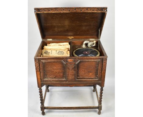 An Early 20th Century Oak Cased 'Natural Tone' Wind Up Gramophone by Whiteley Ltd of London, Requires Winding Handle, 72cms W