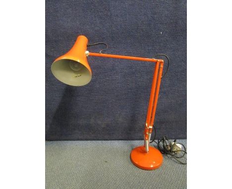 A Herbert Terry model 90 anglepoise lamp with British Standard mark 4533-2.4, designed 1973, orange colour 