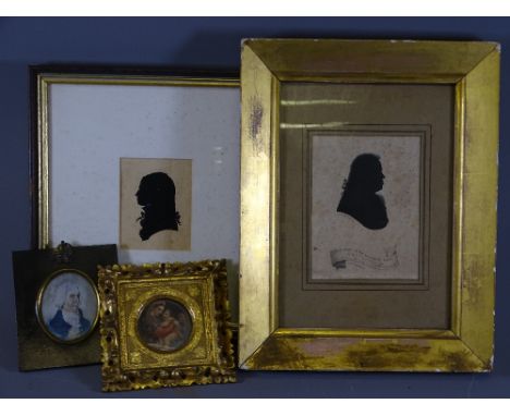PORTRAIT MINIATURE, POSSIBLY NELSON, two silhouettes and a print 