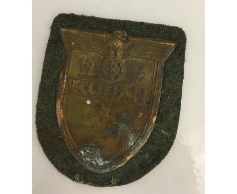 German WWII Kuban armshield, army backing