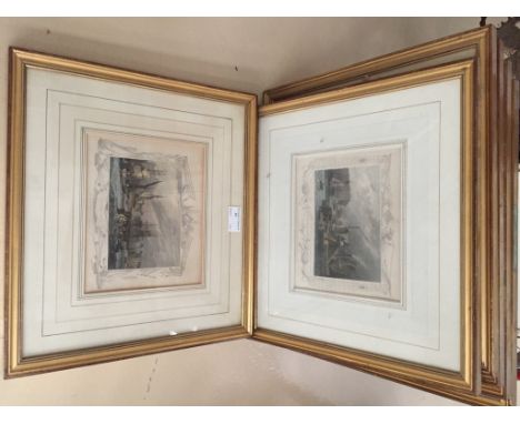 Six 19th century hand-coloured prints of London Thames scenes: Southwark, Rotherhithe, London Bridge etc (6)