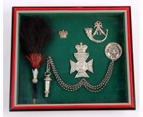 The Rifle Brigade - A Fine Victorian Silver Hallmarked Officer’s Pouch Belt Whistle, Chains and Guard by Bent & Parker of Bir
