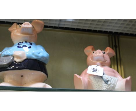 Set of five Wade 1980s ceramic Nat West piggy banks with stoppers