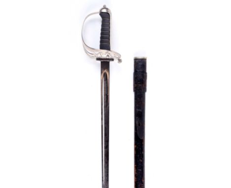 An Edwardian 1827 Pattern Rifle Officer’s Sword the 82cm polished blade etched with ERI cypher below royal crown and foliage 