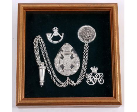 The Rifle Brigade - A Silvered Pouch Belt Whistle, Chains and Guard the guard inscribed ‘Rifle Brigade’, together with a Vict