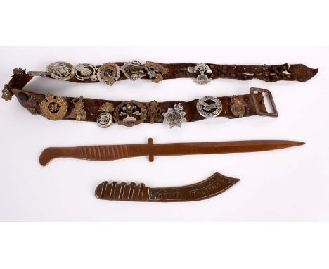 A Great War Copper Trench Art Profile Model of a Bayonet inscribed ‘Moorseele - Souvenir of the Great War from S. M. Nantke t