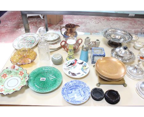 A quantity of assorted ceramics and collectable items to include Wedgwood Jasper ware, electroplated candlestick, Carlton war