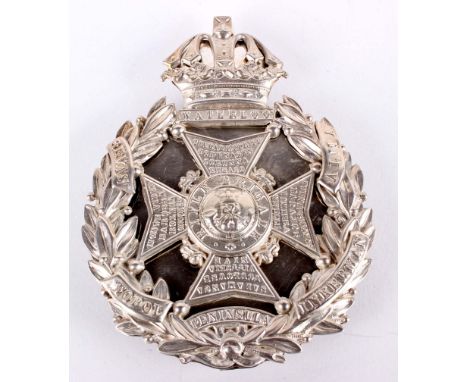 The Rifle Brigade - A Fine Victorian Die-Stamped Silvered Pouch Belt Plate surmounted by a Guelphic crown resting on a tablet