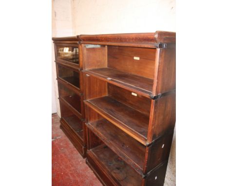 A Globe Wernicke oak bookcase  lacking doors and another 