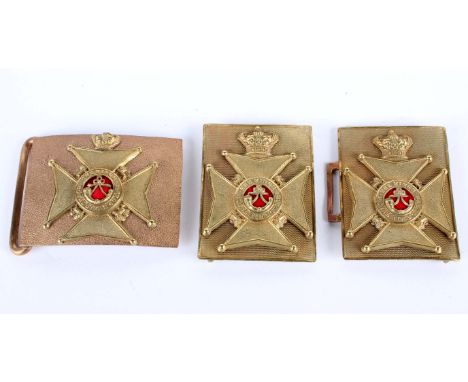 The King’s Royal Rifle Corps KRRC - A Fine Gilt Brass Belt Buckle two-part each mounted with a Maltese cross device lions bet