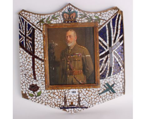A Portrait Study of King George V oil on board pictured in full army uniform, standing beside an Alfred Steven's type seated 