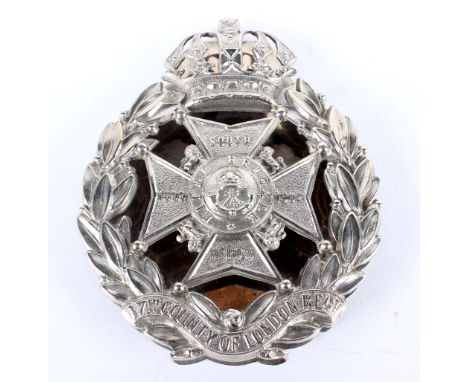 The Rifle Brigade (17th County of London Regiment) - A Fine Silvered Pouch Belt Plate surmounted by a Guelphic crown above a 