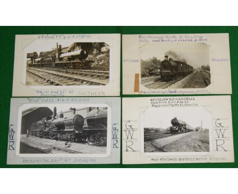TRAIN LINES G.W.R, and SOUTHERN RAILWAY early 20th Century, mainly black and white postcards, also G.C, G.N.R, C.R, S.D.J.R, 