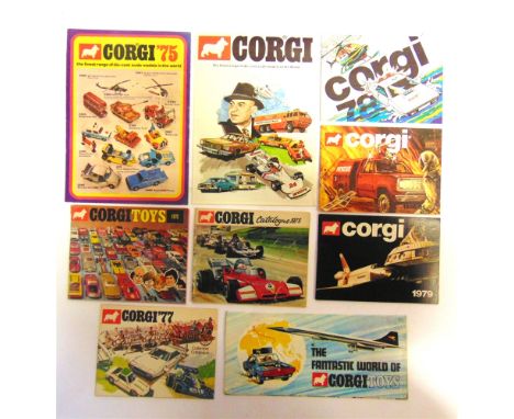 ASSORTED DIECAST MODEL MANUFACTURERS PRODUCT CATALOGUES &amp; LEAFLETS  including those for Corgi 1972; 1973; 1977; 1978; 197