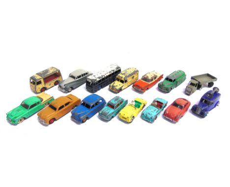 FIFTEEN DINKY DIECAST MODEL VEHICLES  circa 1950s-60s, variable condition, generally playworn, all unboxed.