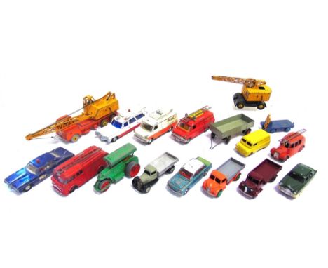 SEVENTEEN DINKY DIECAST MODEL VEHICLES  circa 1940s-70s, variable condition, generally playworn and/or repainted, all unboxed