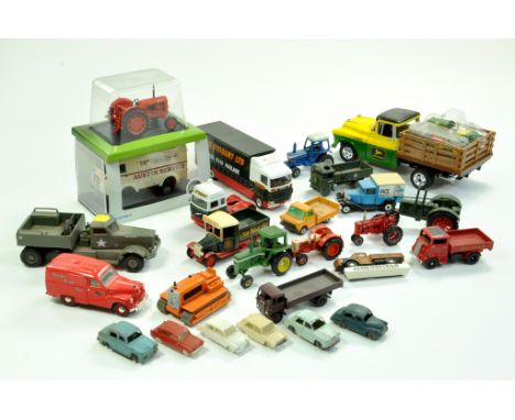 Misc diecast group plus plastic issues comprising various makers. Includes 1/43 UH Nuffield tractor, Spec Cast John Deere Tru