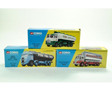 Corgi Classics diecast trio comprising No. 24202 Leyland Octopus Tanker (Power Petroleum), No. 27201 Atkinson Tanker (Fina Fu