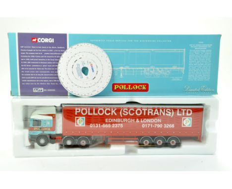 Corgi 1/50 diecast truck issue comprising No. 75205 ERF EC Curtainside in the livery of Pollock. Excellent, complete and with