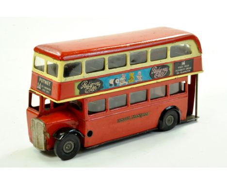 Triang Minic larger scale No. 60M Double Decker Bus with Pedigree Dolls/Pedigree Pets and Triang Pedal Motor transfers. Untes