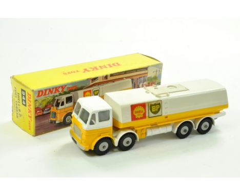 Dinky No. 944 Leyland Octopus Shell-BP Fuel Tanker in yellow and white including white chassis, grey plastic hubs with black 