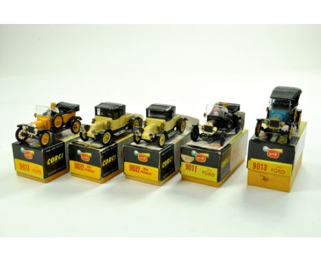 Corgi Classics (Original Series) group of vintage car issues comprising No. 9013, 9032, 9032, 9011 and 9013. Generally Very G