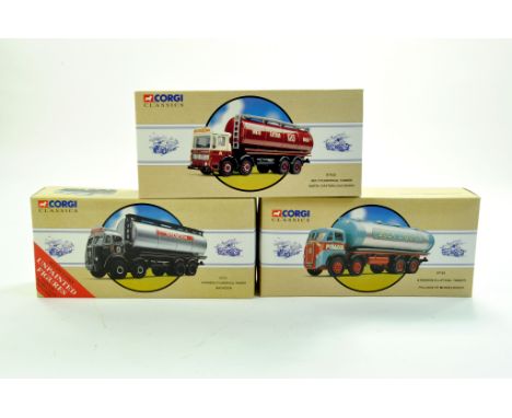Corgi Classics diecast trio comprising No. 97932 AEC Tanker (NE Gas Board), No. 97372 Atkinson Tanker (Mackeson) plus No. 971