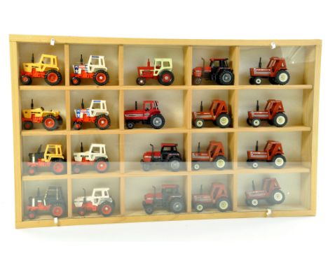 Impressive 1/64 Tractor Wall Mounted Display Case comprising various tractor issues. Excellent.  Enhanced Condition Reports: 