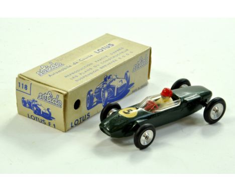 Solido No. 118 Lotus F1 Car. Generally very good to excellent in very good box.  Enhanced Condition Reports: We are more than