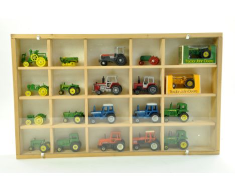 Impressive 1/64 Tractor Wall Mounted Display Case comprising various tractor issues including Sigomec John Deere. Excellent. 