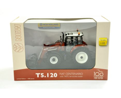 Universal Hobbies 1/32 New Holland T5.120 Terracotta Fiat Centenario Editon Tractor with Loader. Excellent and secured within