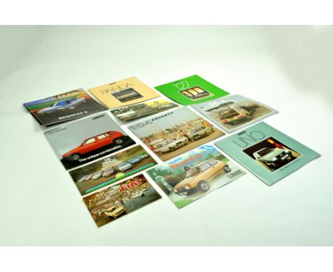 A group of well preserved Automobile (car) brochures and related items comprising sales literature for Renault, Fiat, Peugeot