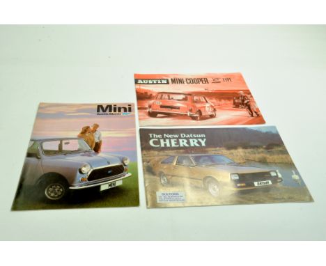 A trio of high quality well preserved Automobile (car) brochures comprising sales literature for Mini Austin Morris, Mini Coo