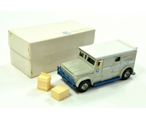 Dinky No. 275 Brinks Armoured Car in light grey with white roof, mid-blue base and cast hubs with containers. Scarce promotio